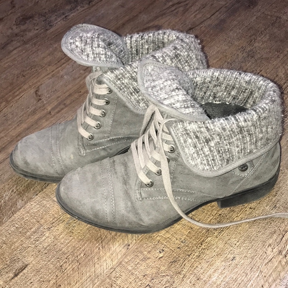 Grey combat boots
